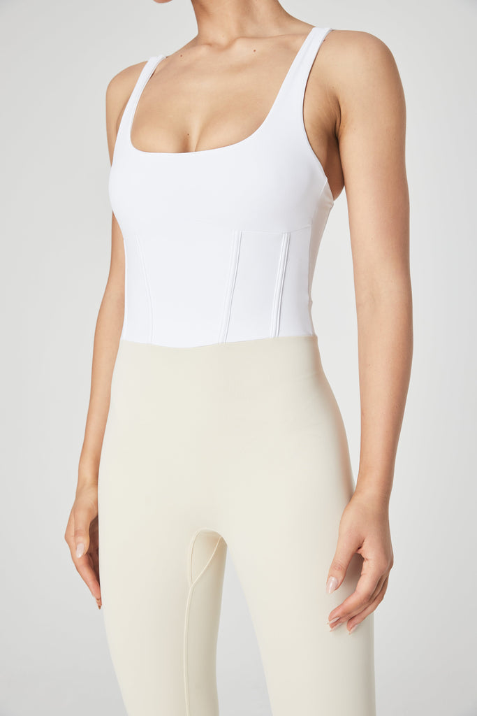 Ithaca Bustier Bodysuit - White/Sand